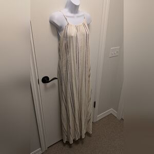 Cream Striped Maxi Dress Size large